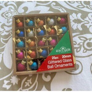 New 0.78-Inch Glitter Glass Ball, 25 Piece Set Ornaments, Multi, Count